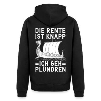 Pension Knapp Viking Raider - Unisex Premium Organic Zip Hoodie - black - Back - Nico (187cm)