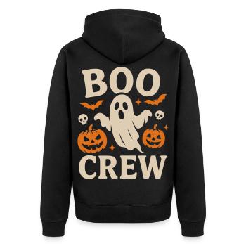 Boo Crew Halloween  - Unisex Premium Bio Zip Hoodie - Schwarz - Hinten - Nico (187cm)