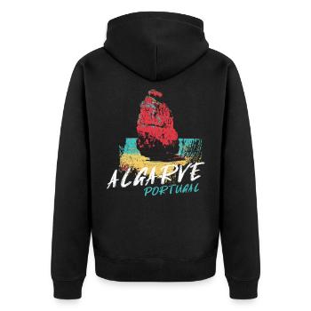 Rocher plage Algarve illustration Portugal - Veste à capuche bio Premium Unisexe - noir - Dos - Nico (187cm)