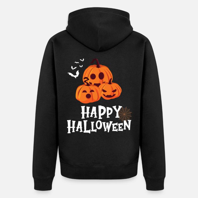Citrouille amicale - Joyeux Halloween - Veste à capuche bio Premium Unisexe - noir