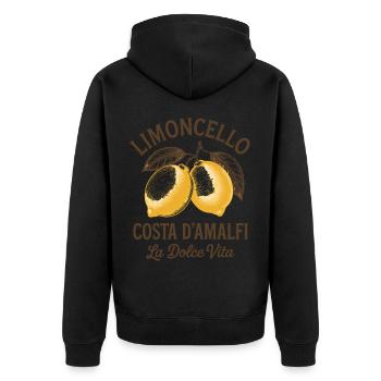 Limoncello Costa d’Amalfi La Dolce Vita - Veste à capuche bio Premium Unisexe - noir - Dos - Nico (187cm)