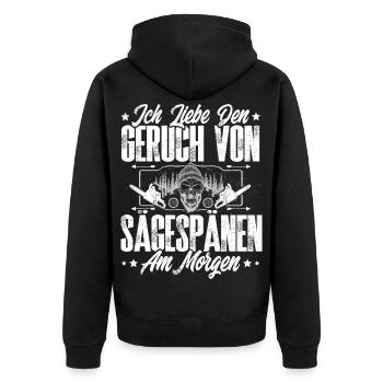 Holzfäller - Unisex Premium Bio Zip Hoodie - Schwarz - Hinten - Nico (187cm)