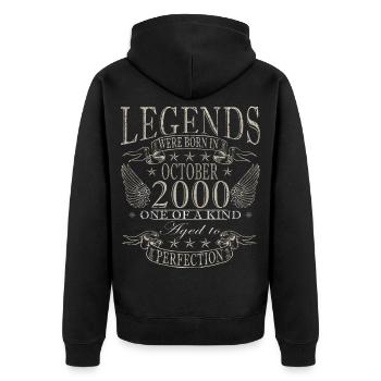Born October 2000 | Birthday October 2000 - Unisex Premium Organic Zip Hoodie - black - Back - Nico (187cm)