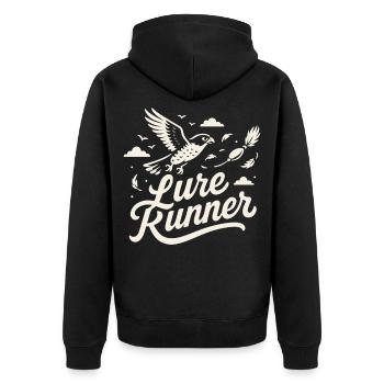 Falcon Lure Runner Falconry Birds Equipment - Unisex Premium Organic Zip Hoodie - black - Back - Nico (187cm)