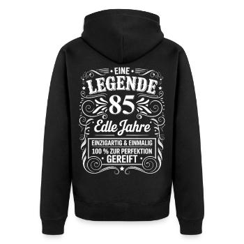Eine Legende Edle 85 Jahre 85. Geburtstag Geschenk - Unisex Premium Bio Zip Hoodie - Schwarz - Hinten - Nico (187cm)