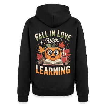 Fall In Love With Teaching Fall Teacher - Unisex Premium Organic Zip Hoodie - black - Back - Nico (187cm)
