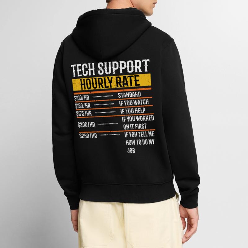 Support technique Taux horaire Programmeur Technique Veste à capuche bio Premium Unisexe