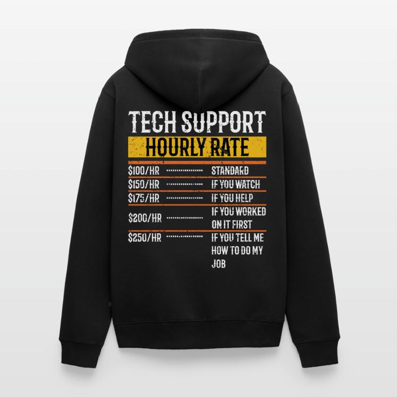 Support technique Taux horaire Programmeur Technique Veste à capuche bio Premium Unisexe