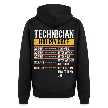 Technicien Taux horaire Technicien de maintenance Tech - Veste à capuche bio Premium Unisexe - noir - Dos - Nico (187cm)