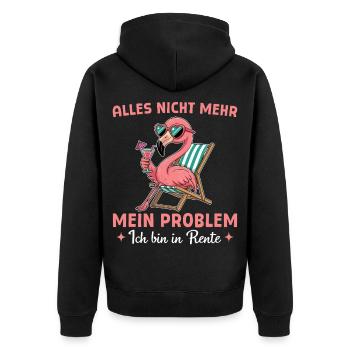 Kollegin Rente Abschied - Flamingo im Liegestuhl - Unisex Premium Bio Zip Hoodie - Schwarz - Hinten - Nico (187cm)