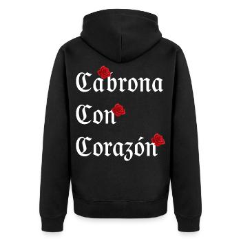 Gothic Rose Mexico - Unisex Premium Bio Zip Hoodie - Schwarz - Hinten - Nico (187cm)