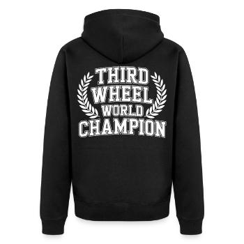 Champion du monde de la troisième roue du monde - Veste à capuche bio Premium Unisexe - noir - Dos - Nico (187cm)