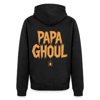 Papa Ghoul Spider Pendant - Unisex Premium Organic Zip Hoodie - black - Back - Nico (187cm)