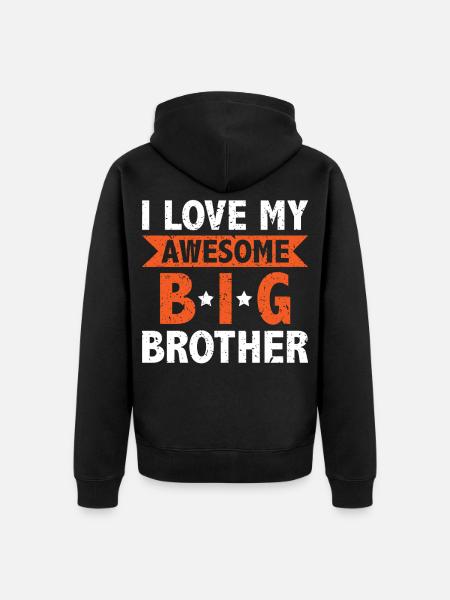 Ich liebe meinen großen Bruder - Unisex Premium Bio Zip Hoodie - Schwarz