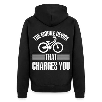 Fahrrad Stromwitz Cycling Shirt Funny Bicycle Tee - Unisex Premium Organic Zip Hoodie - black - Back - Nico (187cm)