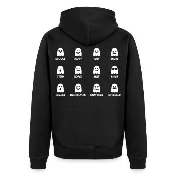 Ghost faces with varying moods - Unisex Premium Organic Zip Hoodie - black - Back - Nico (187cm)