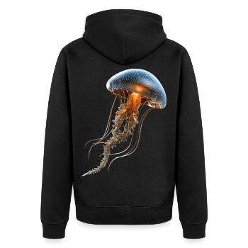 Qualle Jellyfish Feuerqualle Medusa Süße Quallen - Unisex Premium Bio Zip Hoodie - Schwarz - Hinten - Nico (187cm)