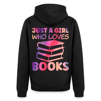 Juste une fille qui aime les livres - Veste à capuche bio Premium Unisexe - noir - Dos - Nico (187cm)