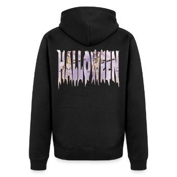 Icy Halloween Lettrage Squelette Gothique - Veste à capuche bio Premium Unisexe - noir - Dos - Nico (187cm)