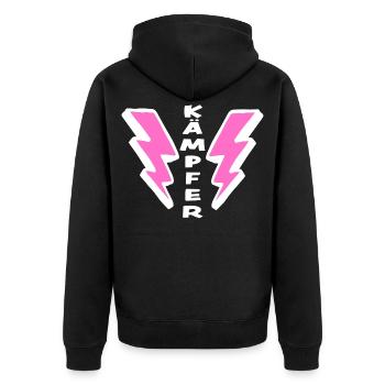 Encourager Gift: Fighter - Unisex Premium Organic Zip Hoodie - black - Back - Nico (187cm)