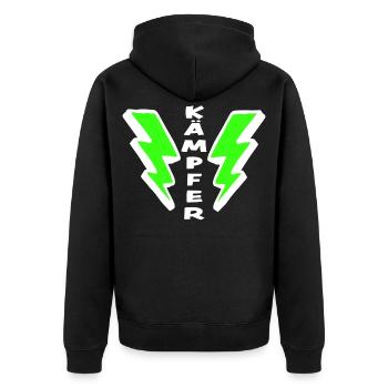 Fighter - Unisex Premium Organic Zip Hoodie - black - Back - Nico (187cm)