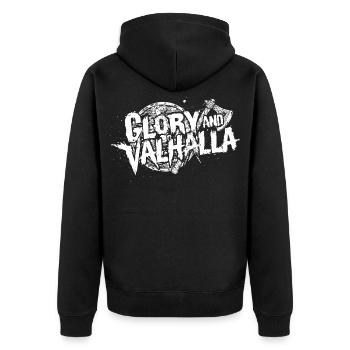 Glory and Valhalla - Unisex Premium Bio Zip Hoodie - Schwarz - Hinten - Nico (187cm)