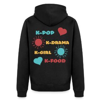 K-pop k-drama 3 couleurs custom - Veste à capuche bio Premium Unisexe - noir - Dos - Nico (187cm)