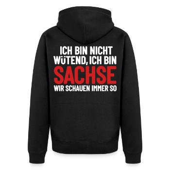 I'm not angry - I'm Saxon - Unisex Premium Organic Zip Hoodie - black - Back - Nico (187cm)
