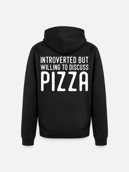 Introvert but Pizza Fan - Unisex Premium Organic Zip Hoodie - black