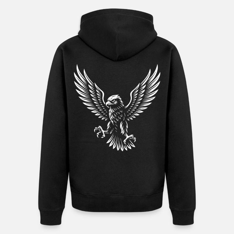 Faucon majestueux planant haut design - Veste à capuche bio Premium Unisexe - noir