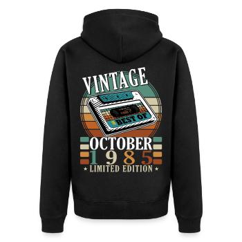 Oktober 1985 Geburtstag 1985 Geboren Oktober 1985 - Unisex Premium Bio Zip Hoodie - Schwarz - Hinten - Nico (187cm)