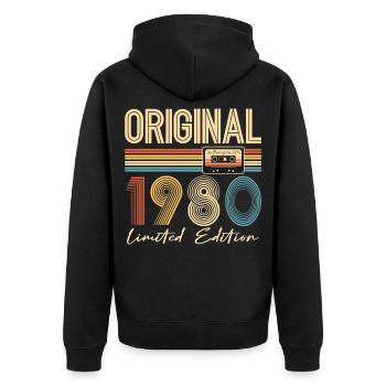 45th Birthday 45th Anniversary Original 1980 - Unisex Premium Organic Zip Hoodie - black - Back - Nico (187cm)