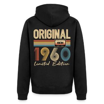 65e anniversaire 65e anniversaire Original 1960 - Veste à capuche bio Premium Unisexe - noir - Dos - Nico (187cm)