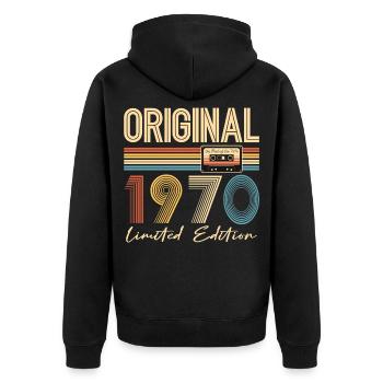 55th Birthday 55th Anniversary Original 1970 - Unisex Premium Organic Zip Hoodie - black - Back - Nico (187cm)