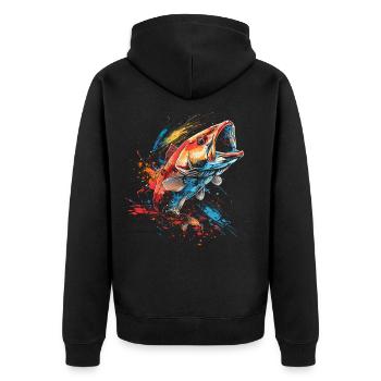 Fish Paint Blobs - Unisex Premium Organic Zip Hoodie - black - Back - Nico (187cm)