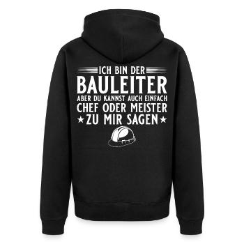 Chef de chantier, construction de maison, chantier, patron ou maître artisan - Veste à capuche bio Premium Unisexe - noir - Dos - Nico (187cm)