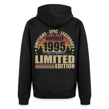 November 1995 Limited Edition Retro November 1995 - Unisex Premium Organic Zip Hoodie - black - Back - Nico (187cm)