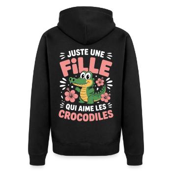 Juste une fille qui aime les crocodiles - Veste à capuche bio Premium Unisexe - noir - Dos - Nico (187cm)