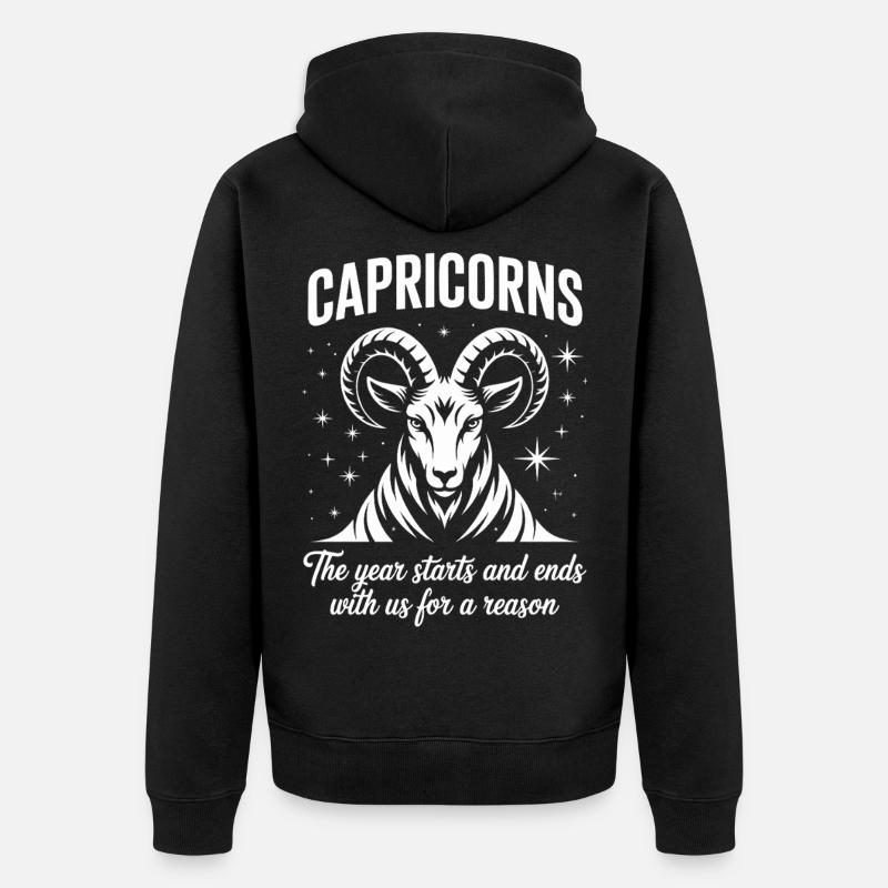 Steinbock Sternzeichen - Unisex Premium Bio Zip Hoodie - Schwarz