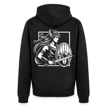 Conception de la vierge au bouclier – Viking fort - Veste à capuche bio Premium Unisexe - noir - Dos - Nico (187cm)