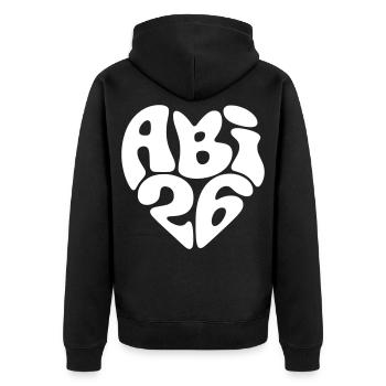 Abi 26 Abitur 2026 Abiturient Abiturientin  - Unisex Premium Bio Zip Hoodie - Schwarz - Hinten - Nico (187cm)