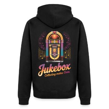 Jukebox Collectors Jukebox Collecting Makes Cents - Unisex Premium Organic Zip Hoodie - black - Back - Nico (187cm)