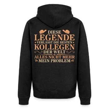 Rente Pension Abschied Kollege Geschenk - Unisex Premium Bio Zip Hoodie - Schwarz - Hinten - Nico (187cm)
