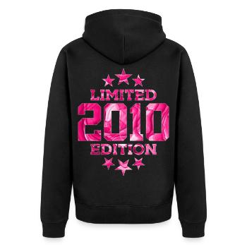 LIMITED EDITION 2010 16. GEBURTSTAG - Unisex Premium Bio Zip Hoodie - Schwarz - Hinten - Nico (187cm)