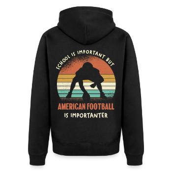 Retro Football Kontrast - Unisex Premium Bio Zip Hoodie - Schwarz - Hinten - Nico (187cm)