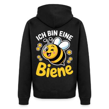 Ich Bin Eine Biene Faschingskostüm - Unisex Premium Bio Zip Hoodie - Schwarz - Hinten - Nico (187cm)