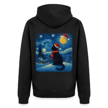 Chat de la nuit étoilée dans la magie de Noël - Veste à capuche bio Premium Unisexe - noir - Dos - Nico (187cm)