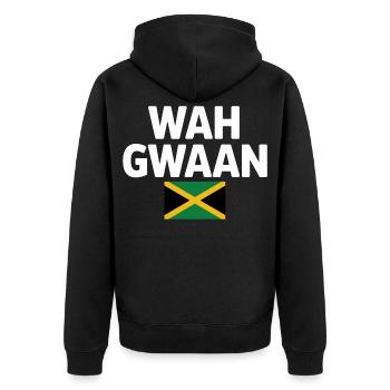 Wah Gwaan T-shirt drapeau de la Jamaïque - Veste à capuche bio Premium Unisexe - noir - Dos - Nico (187cm)