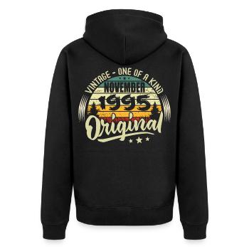 Vintage November 1995 Original November 1995 - Unisex Premium Organic Zip Hoodie - black - Back - Nico (187cm)
