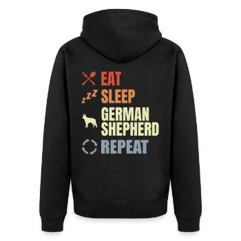German Shepherd Routine - Unisex Premium Organic Zip Hoodie - black - Back - Nico (187cm)